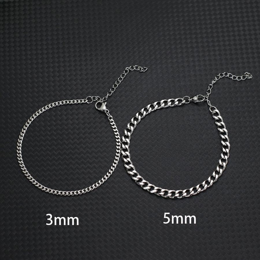 

Economical 2Pcs/Set Men Cuban Chain Bracelet 3mm 5mm 7mm Width Hiphop Rock Punk Stainless Steel Braslet Locomotive Braclet Joias Adjustable