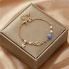 Fashion Creative Gifts Japan Korea Star Moon Bracelet For Women Pink Crystal Pearl Chain Bracelet Jewelry Accessories Party Gift