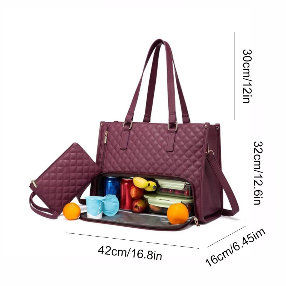 2-in-1 Lunchtas Laptoptas met Portemonnee Multifunctionele Zakelijke Lunchtas Lunchbox Handtas voor Werk Kantoor Camping Picknick