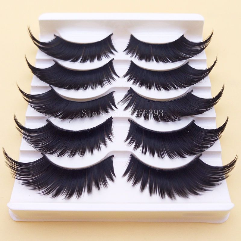 

5 Pairs of Exaggerated Thick Slim Model Fake Eyelashes Cross Latin Dance Performance Eyelashes Makeup Tools Eyelash Default
