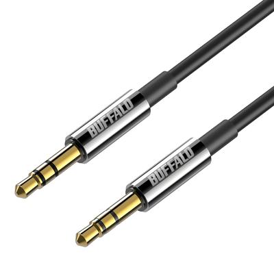 Buffalo Καλώδιο Ήχου AUX 3.5mm Θωράκιση κατά του Θορύβου Επιχρυσωμένο 24K Στερεοφωνικό Αυτοκινήτου Στερεοφωνικό Σπιτιού Καλουπι Αλουμινίου 1.5m BSSTM15BK/N