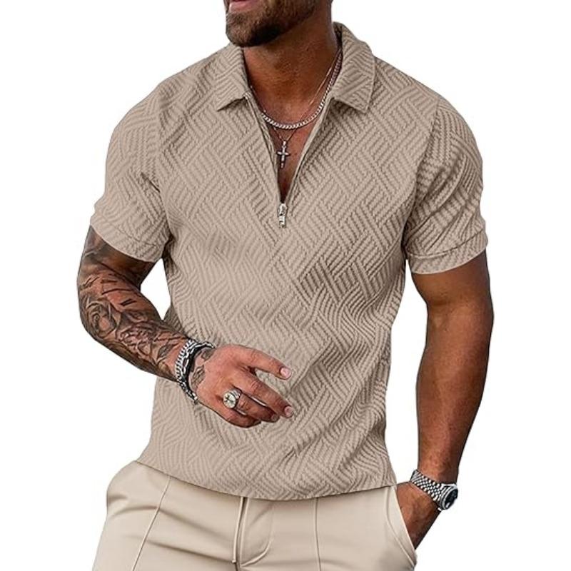 Fashionable Zipper Casual in Summer Men's Short Sleeved Polo Shirt Polo Shirt Casual Slim Fit Breathable Fashionable
