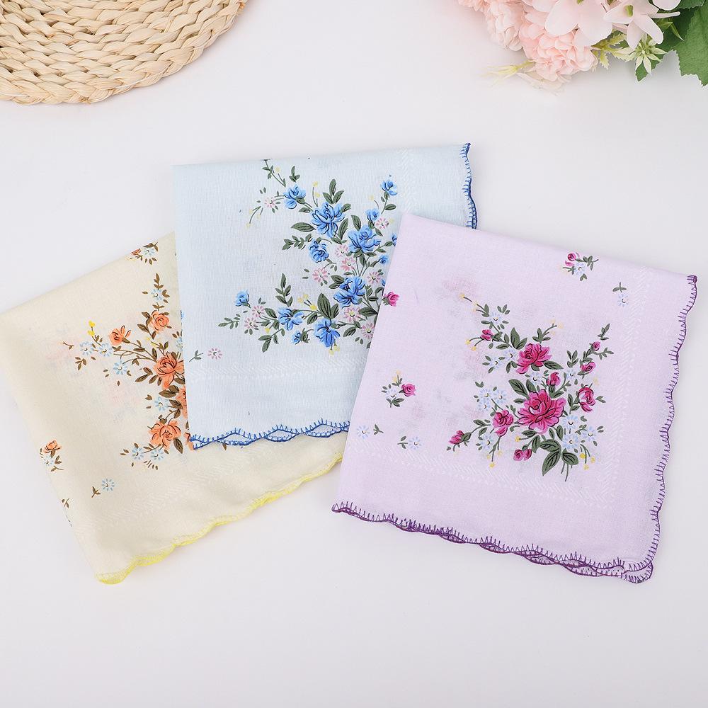 30cm Women's Nostalgic Cotton Handkerchief - Classic Square Towel for Sweat Wiping