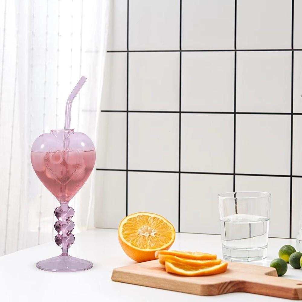 Transparent Heart Shaped Glass Large Capacity Juice Drink Glass Unique Cocktail Glasses Pub
