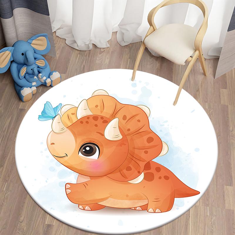 Round Cartoon Dinosaur Floor Mat Living Room Kitchen Bedroom Carpet Kids Room Decoration Home Decor