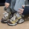 Platform Dad Shoes Women's Spring Summer 2025 New Retro Gray Pair of Shoelaces Crooked Head Niche Casual Sports Shoes