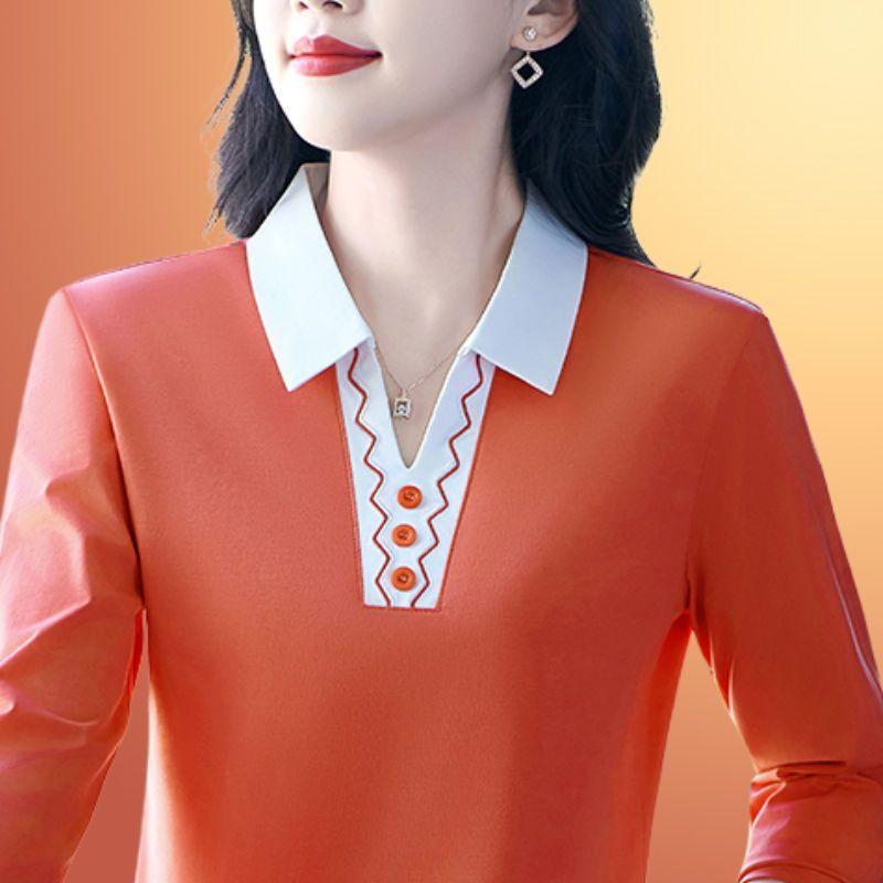 Fashionable and Versatile Design Fashionable Sports Lapel Long-sleeved T-shirt Contrasting Color Polo Shirt