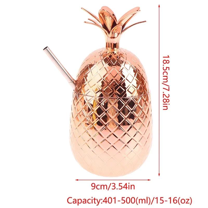 New 450ml Plastic Cocktail Glass Pineapple Straw Glass Foreign Wine Red Wine Glass Stainless Steel Straw