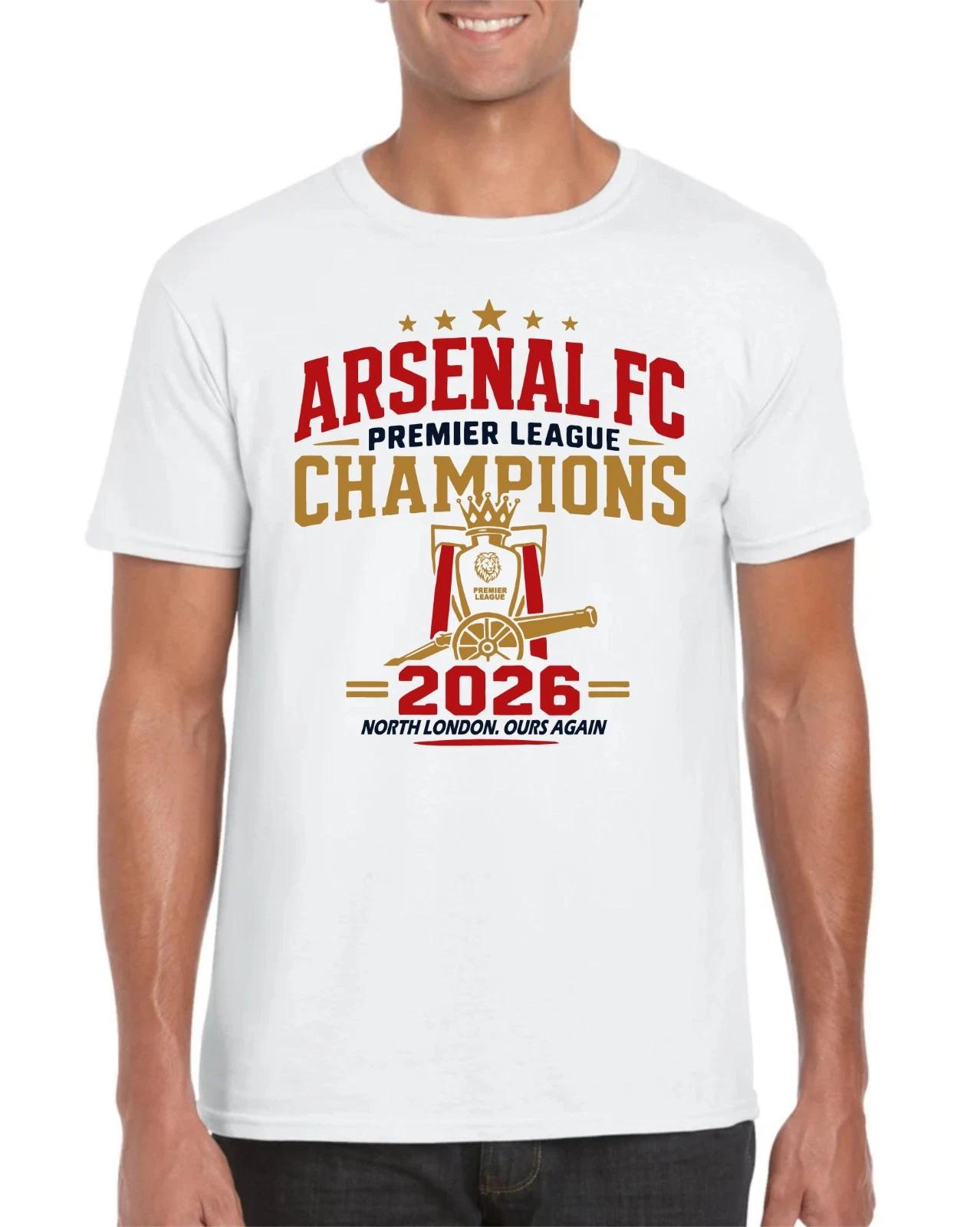 Arsenal Premier League Champions T-Shirt 2026 Gunners Fan Gift Tee Mens Unisex S