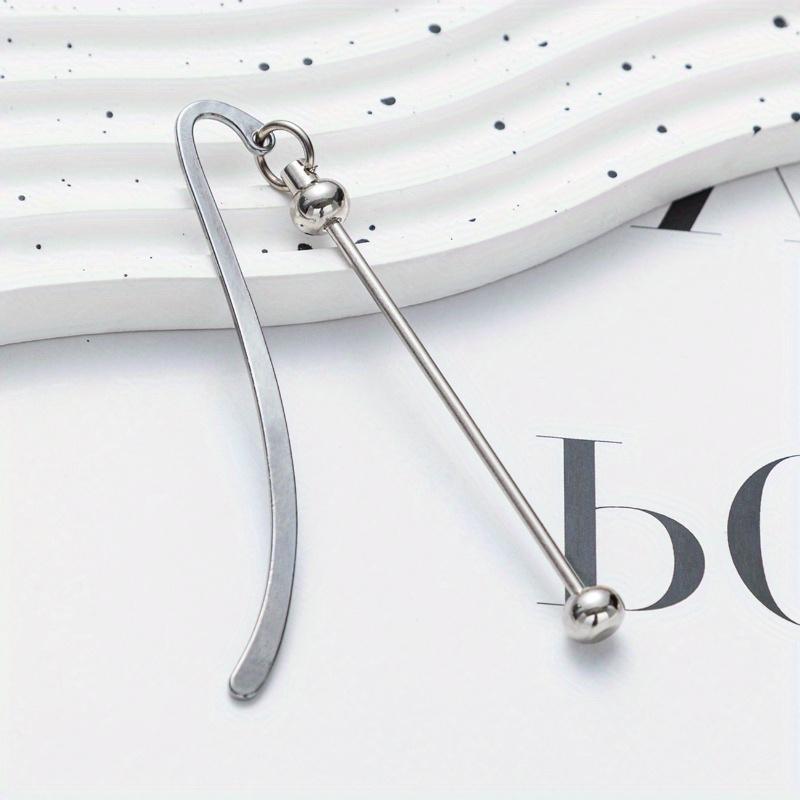 10pcs Silver Beadable Bookmarks DIY Metal Blank Bar Bookmark for Beads for Book Lovers