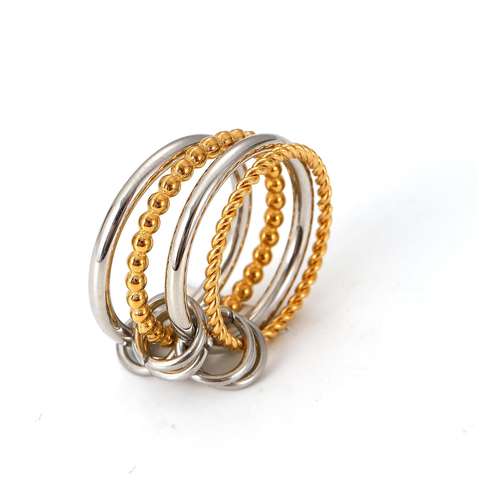 

Новое кольцо из нержавеющей стали, кольцо из титановой стали, не выцветающее, двухцветное, простое кольцо, преувеличенное кольцо 8