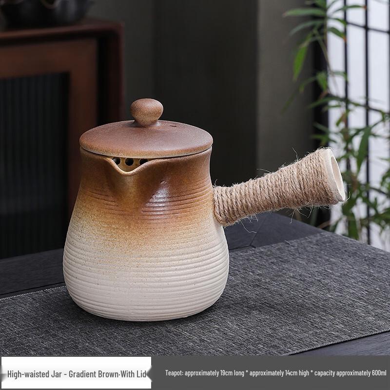 Rustic Ceramic Side-Handle Milk & Tea Pot