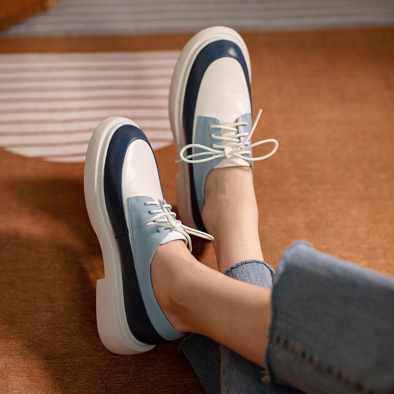 Fashion Natural Genuine Leather Flats Shoes Women Round Toe Casual Shoes Cross Tied Flats Footwear Female Shoes Spring 2025 New Pumps