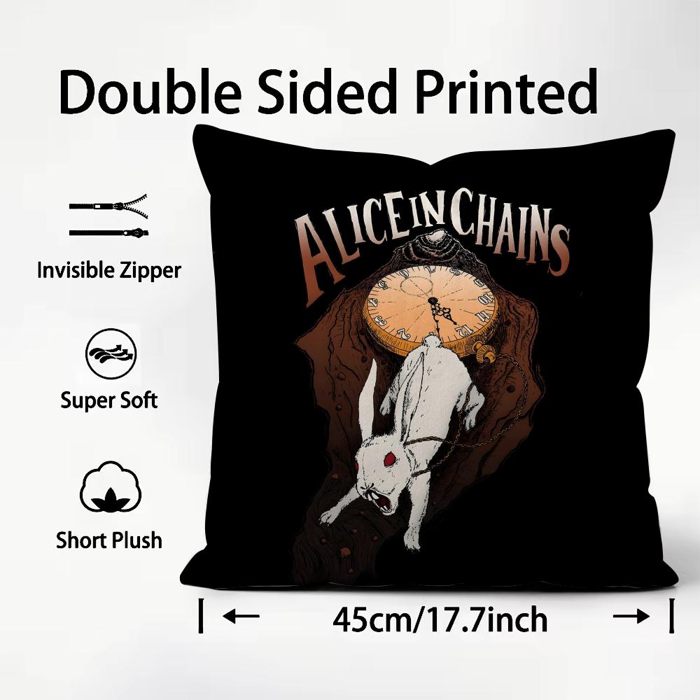 A-Alice In C-Chains Band Cushion Cover Plush Fabric Soft Double-Sided Printed Sofa Warm Winter Home Child Gift Pillow Case