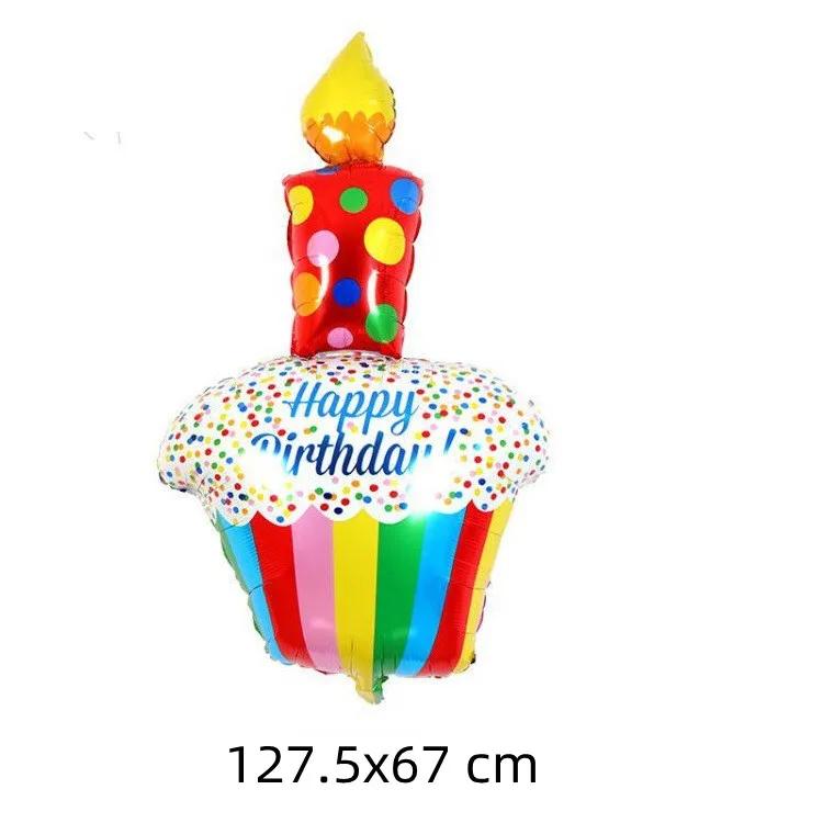 Happy Birthday Cake Balloons Large 3-Layer Color Candle Cake Balloons Bear Cake Ballon for Kid Birthday Party Baby Shower Decors