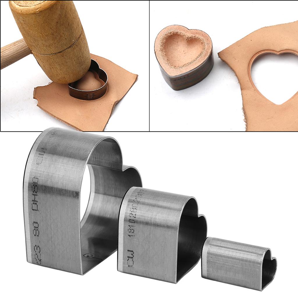 3pcs DIY Leather Craft Cutter Set Knife Mold Die Template Cutting Punching Tool (Heart)
