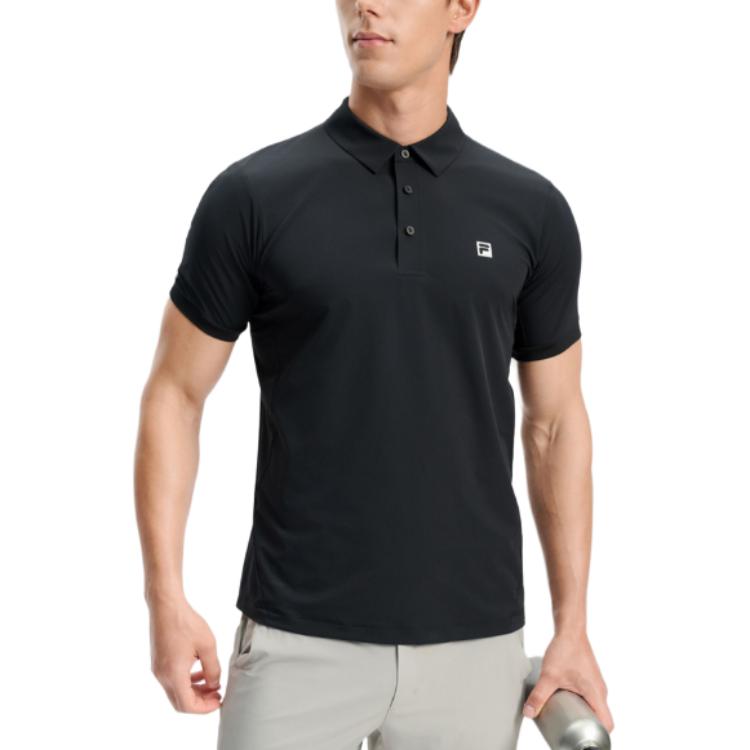 FILA A.P. Fitness Sports Casual Woven Breathable Short Sleeve Polo Shirt Men Polo Shirts Black A11M431129FBK