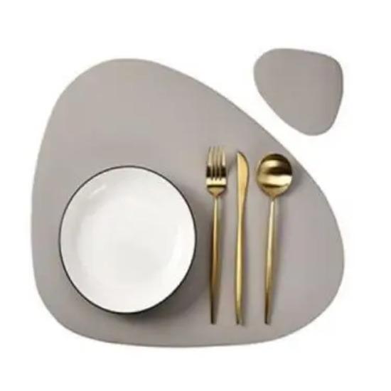 1/4/6 Sets Black Table Placemats and Coasters Oval Shaped Table Mats Pad Kitchen Accessories Place mat for Indoor  Outdoor