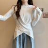 Pure Cotton Long Sleeved T-shirt Women's Oversized Spring and Autumn Bottom Shirt Korean Fashion Versatile Slimming Top