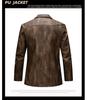Men's Retro European & American PU Leather Motorcycle Jacket – Slim Fit, Trendy Design with Lapel Collar