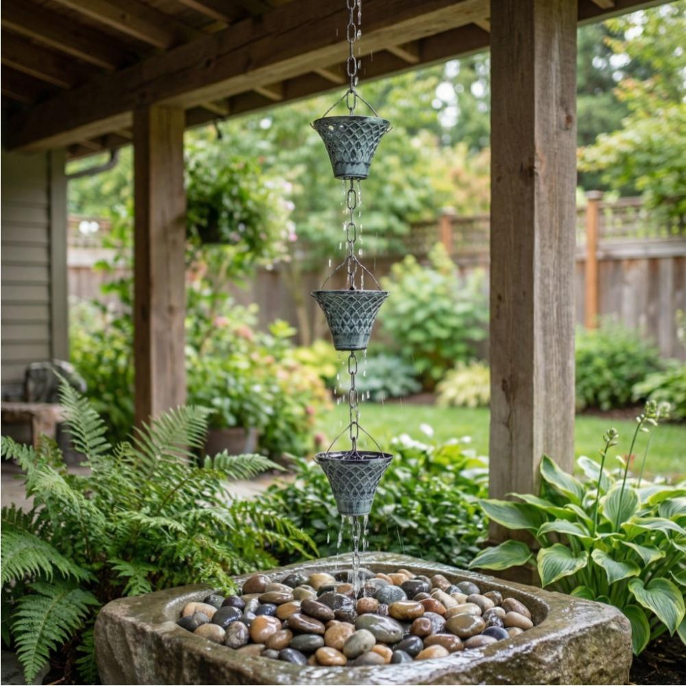 Bronze,Blue Downspout Diverter High Performance Rain Chain Decorative Rain Chain Decorative Design Metal Finish