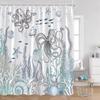 Oktopus Meeres Duschvorhänge Badevorhang 180*180cm Wasserdicht Badezimmer Heimdekoration Waschbarer Stoff Badezimmer Sichtschutz Mit 12 Haken