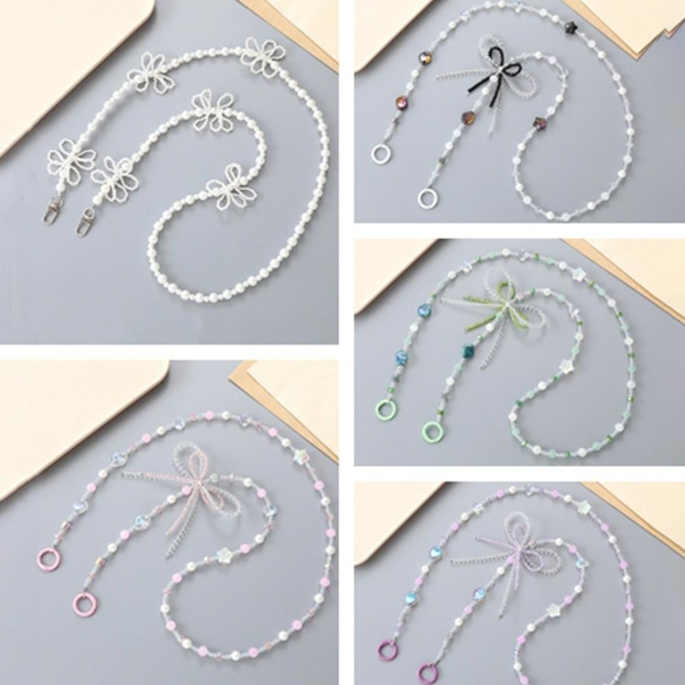 Bowkont Beaded Phone Chain Pearl Mobile Phone Crossbody Strap Beads Phone Lanyard  Keychain Pendant