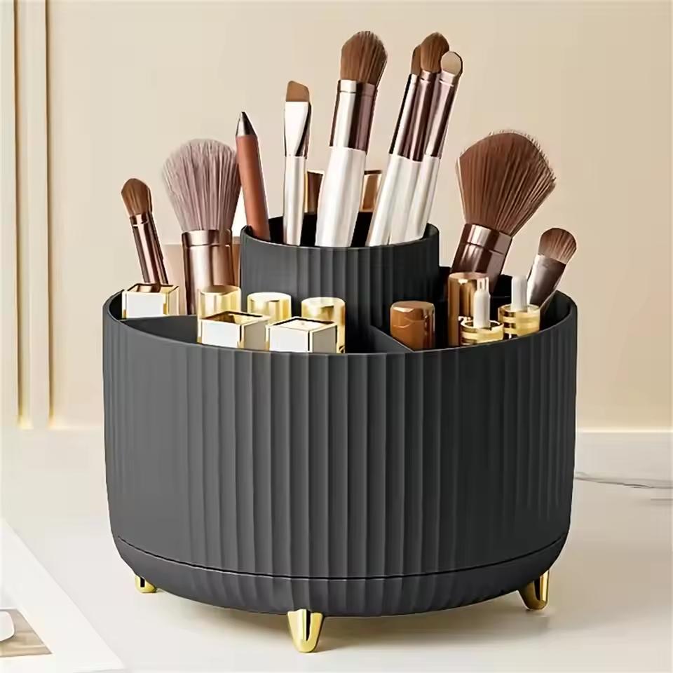 161° Rotating Storage Box Desktop Makeup Organizer Cosmetic Brush Holder Lipstick Eyebrow Pencil Holder Jewelry Container