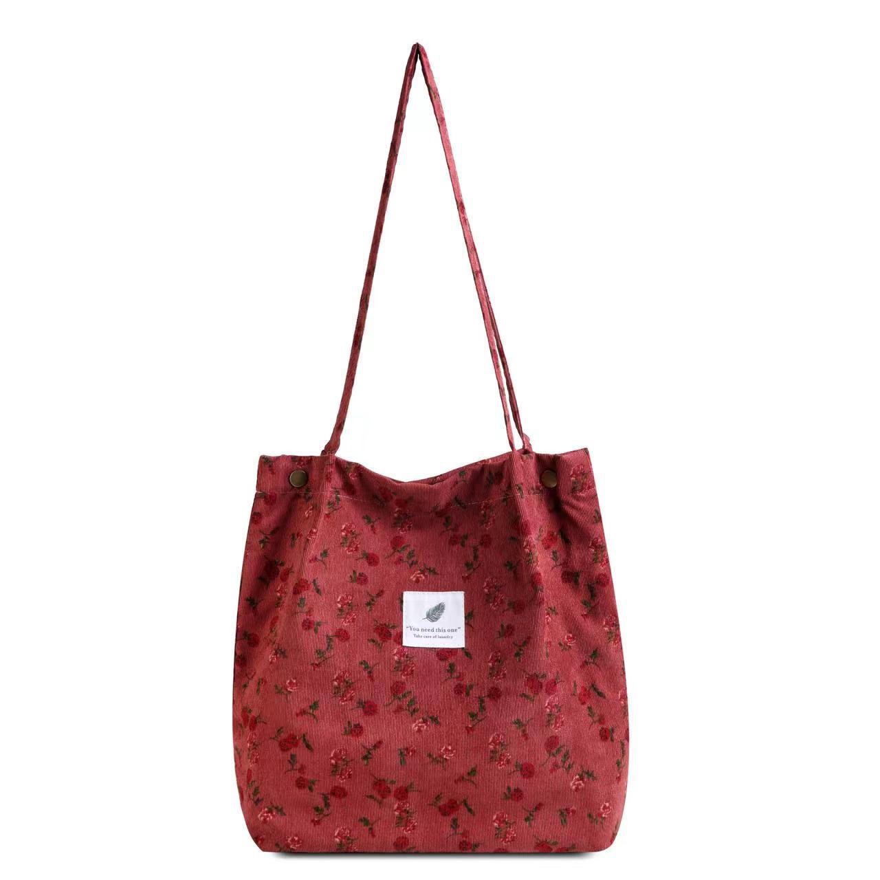 

Женская печатная сумка-тоут Повседневная большая вместимость Вельветовая парусиновая сумка-тоут Женская дорожная плюшевая сумка через плечо