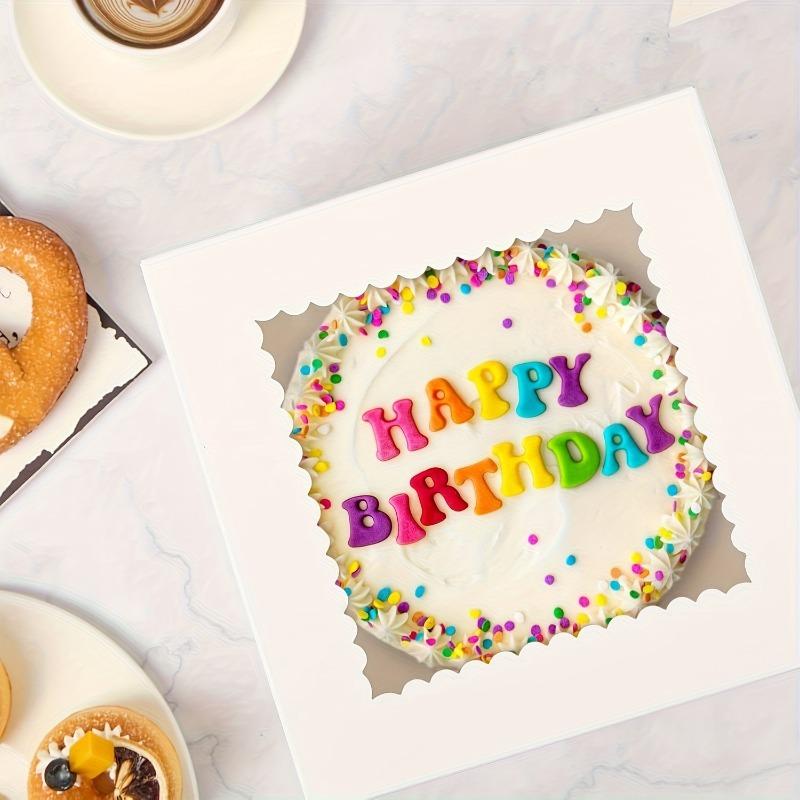1/3/5PCS White Bakery Boxes with Window Disposable Birthday Cake Paper Boxes Fold Cake Boxes Cookies Pastry Cake Storage Box