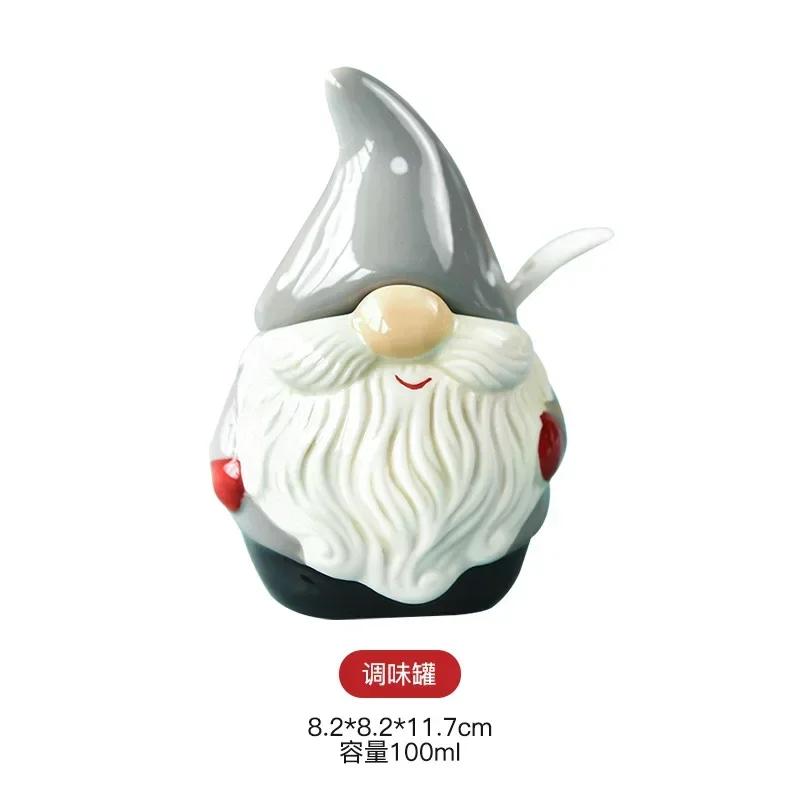 Nordic Santa cutlery set Western ceramic dinner plates Snack plate Creative Christmas gift home tea kettle cup sealed jar
