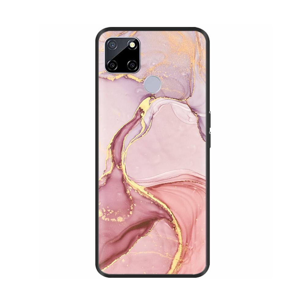 For Realme C25 Case C25s Soft Cute Cover for OPPO Realme C25Y C21Y Silicone Black TPU Phone Case For OPPO Realme C21 Flower Capa