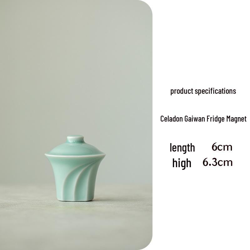 3D Ceramic Gaiwan Teapot Magnet - Creative Tea Ceremony Souvenir