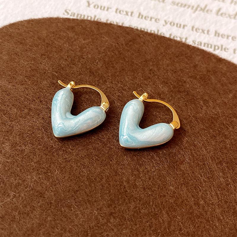 Boucles d'oreilles pendantes vintage en émail style peinture à l'huile - Luxe léger, design rétro haut de gamme pour femmes