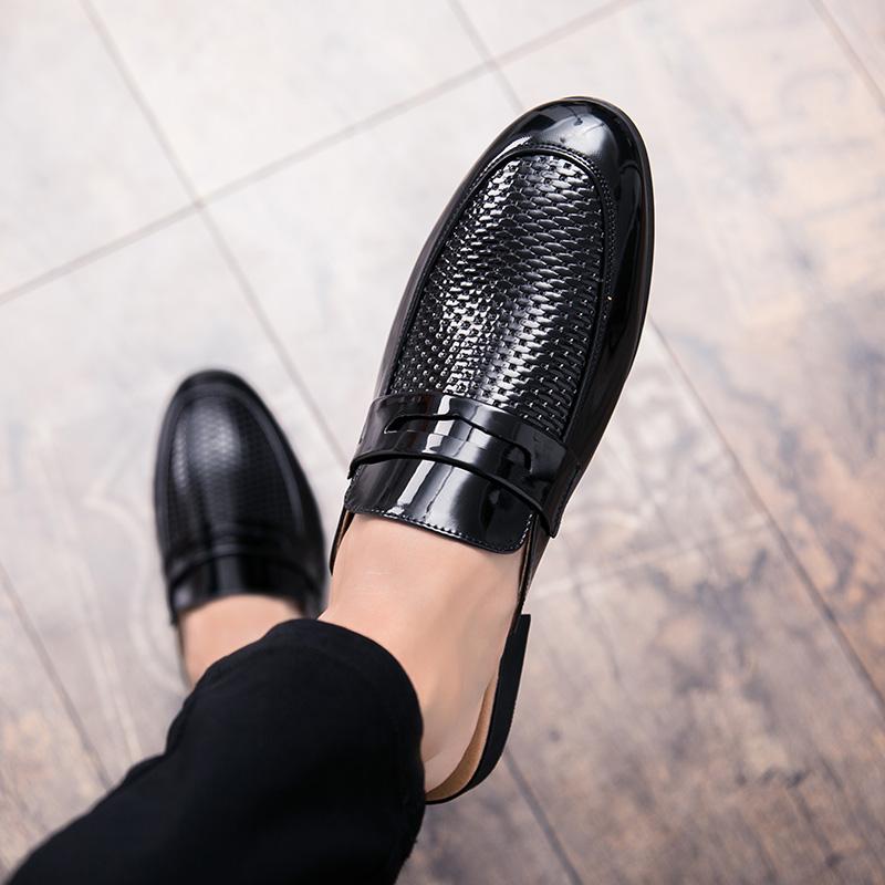 FashionAntiskid Men Slippers Leather New Loafers Casual Outdoor Non-slip Half Slipper Men Hollow Out Fashion Comfy Mens Muller Shoes