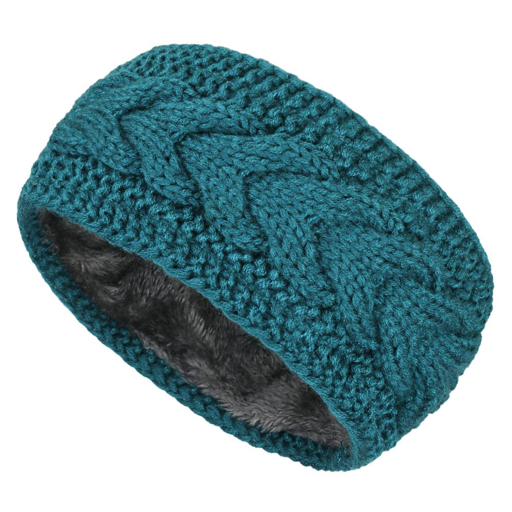 European & American Winter Plush Knit Sports Headband: Lined for Cold Protection Hair Accessory