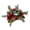 Small Tea Light Candle Holder Wreath Red Berry Garland Centerpiece for Christmas Kitchen Party Decor