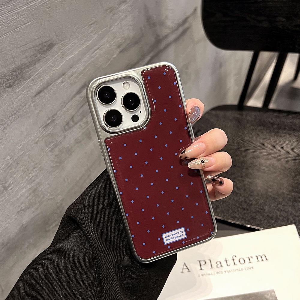Applicable To Apple 17promax Mobile Phone Case Full Screen Polka Dot iPhone16/15/14 Electroplated Silver Edge Epoxy Case 13