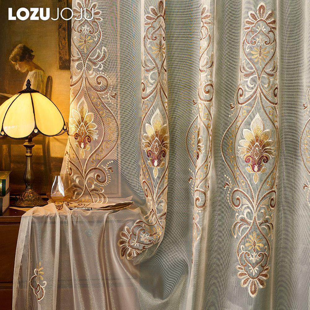 1PC LOZUJOJU European Style High-end Tulle Embroidered Sheer Curtains for Living Room Bedroom Balcony Window Home Decor
