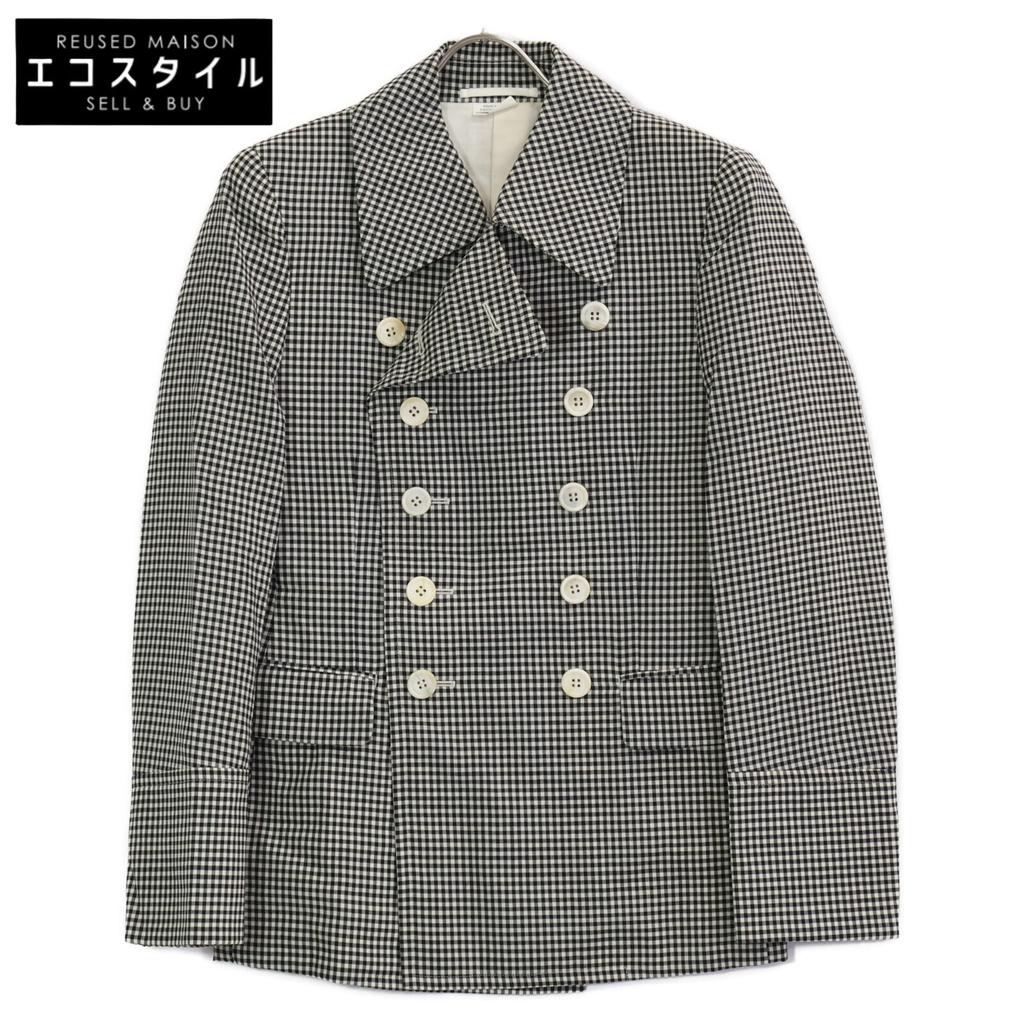 COMMEdesGARCONS HOMME PLUS PI-J045 Black x White Gold Check P Coat coat XS Black WhiteUsed