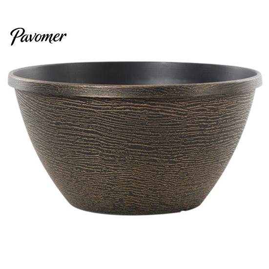 Weather Resistant Flower Basin Resin Planters, Vintage Plant Pot with Drainage Hole & Saucer, Lightweight Retro Style Courtyard Decor for Indoor