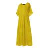 Women Casual Summer Beach Sundress Maxi Long Dress Short Sleeve Crew Neck Dot Print Pleated Swing