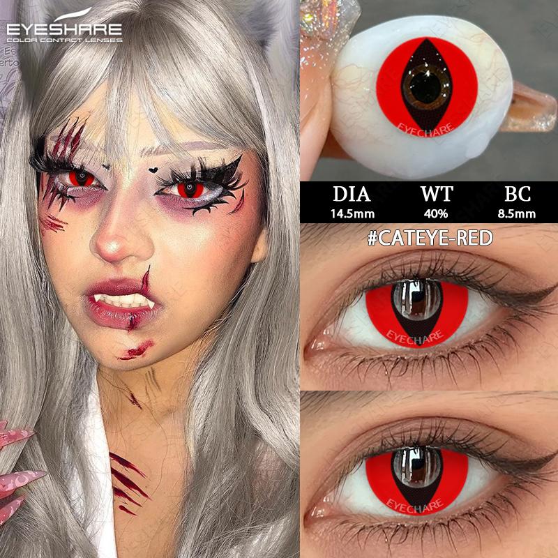 2Pcs Cosplay Contact Lenses for Eyes Colored Red Contacts Lens Cosmetic Black Pupil Lens Yearly Halloween White Lenses