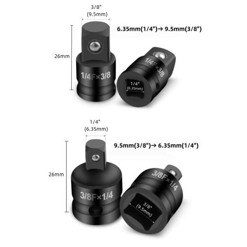 YFFSFDC Socket Adapter Set, 4-Piece Drive Conversion Socket Set, 1/4" 3/8" 1/2