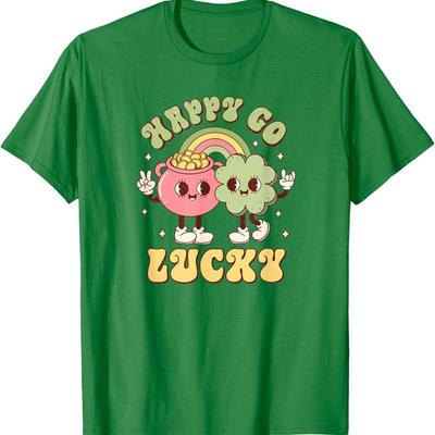 Happy Go Lucky Charm Retro Groovy St Patricks Day T Shirt
