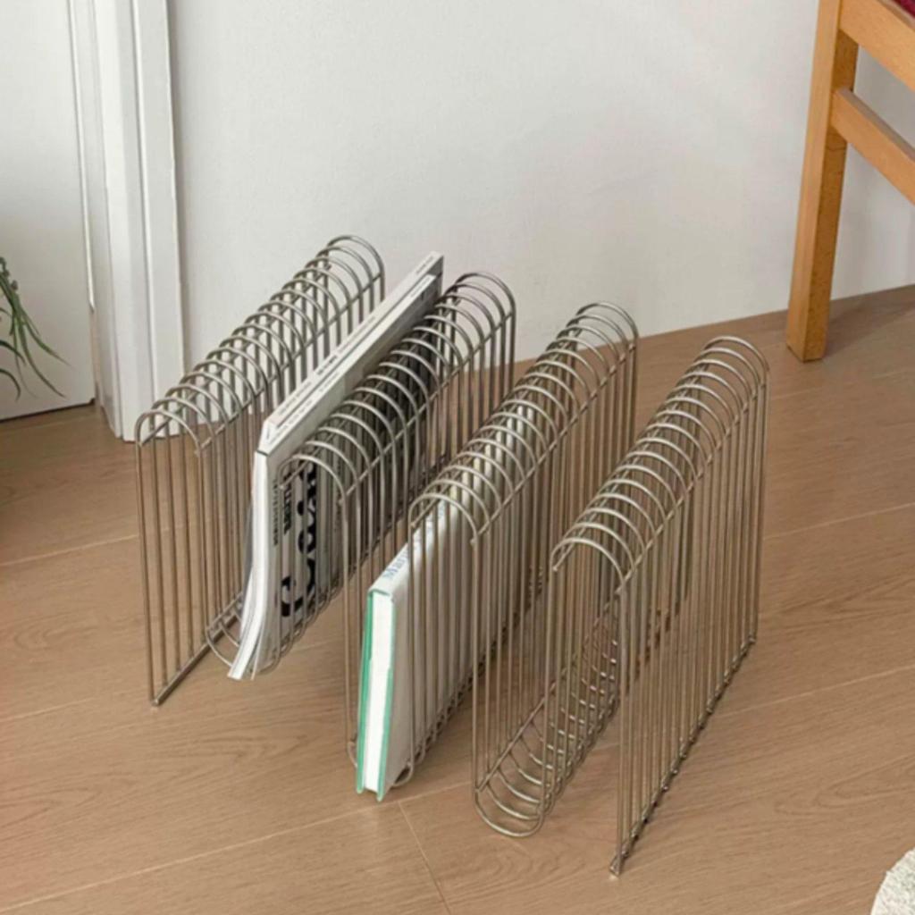 Wire Magazine Holder Side Table Modern Crafted Metal Rack End SpaceSaving for Desktop
