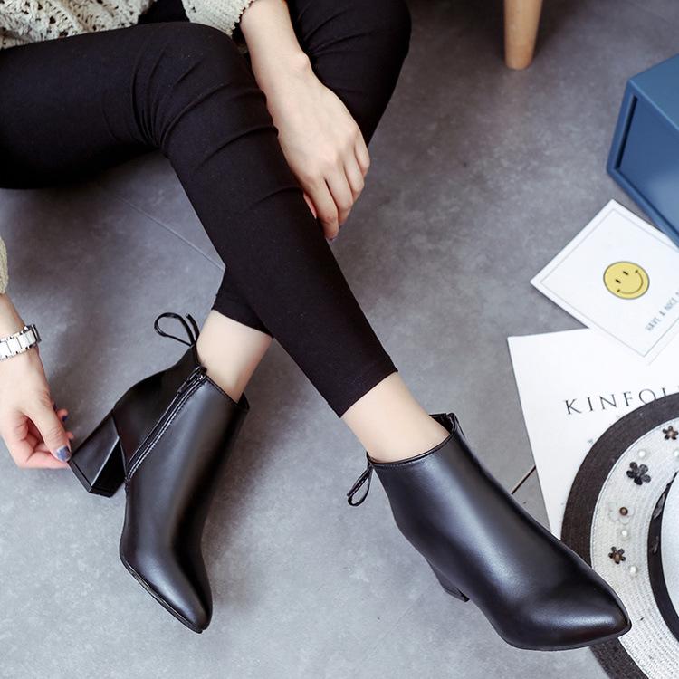 Fashion 2024 new Hot style Fashion women boots Round head thick bottom PU leather waterproof woman boots free shipping 668