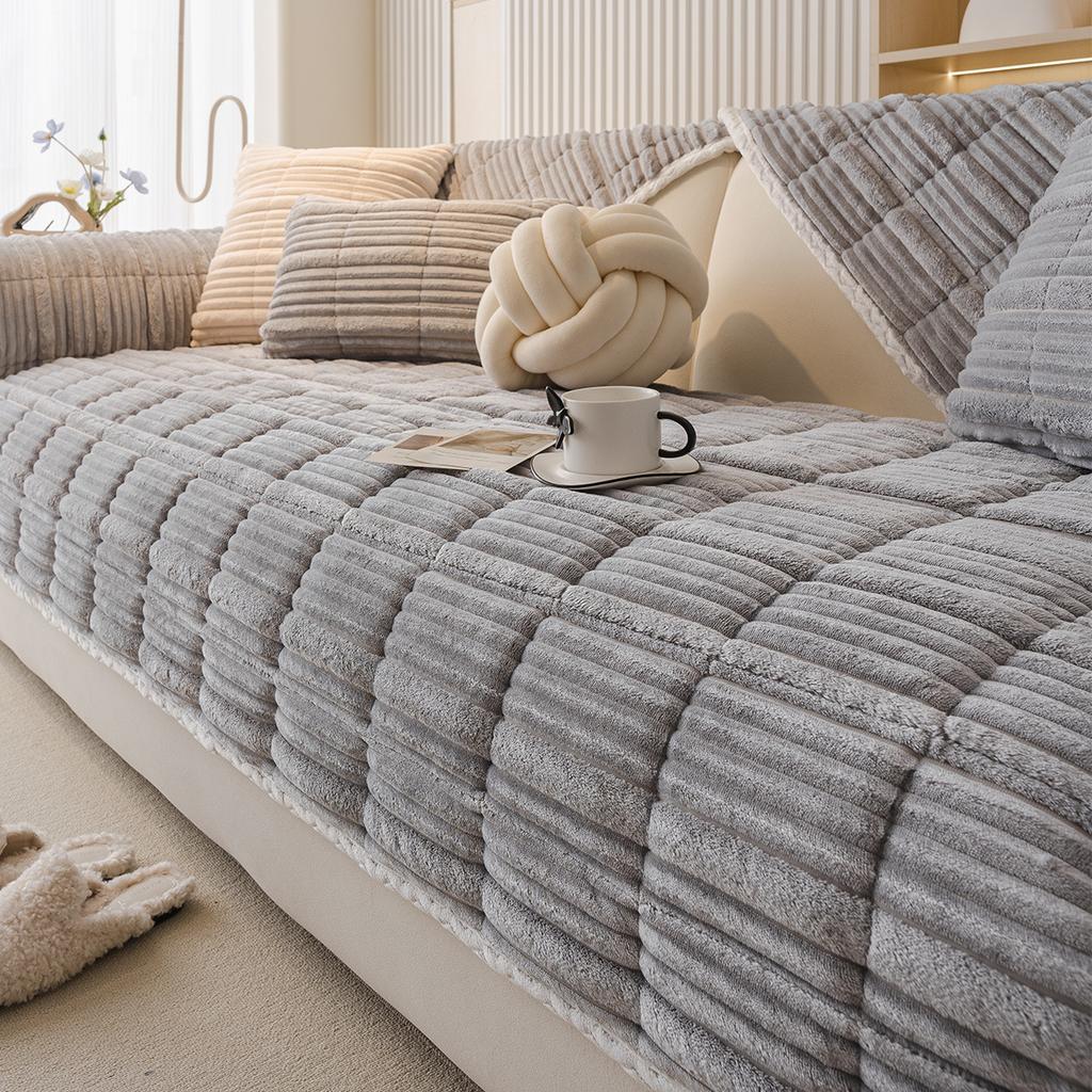 Cream Wind Milk Fleece Sofa Cushion Autumn And Winter Plush Seat Cushion Simple Advanced Sense Non-Slip Cover  New Cover