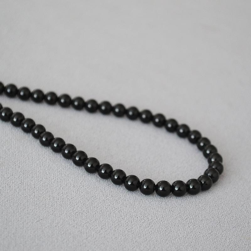 Korean Elegant Black Agate Minimalist Necklace for Women