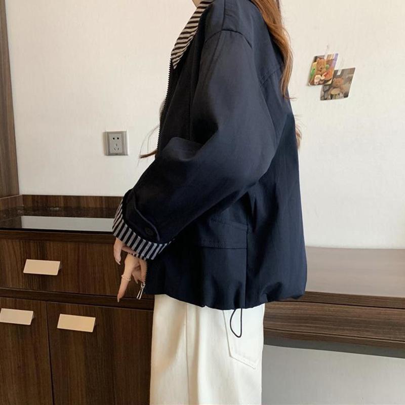 Coat for Women Cotton Autumn Winter Thickened Casual Oversize Straight-Shoulder Long-Sleeve Short Jacket